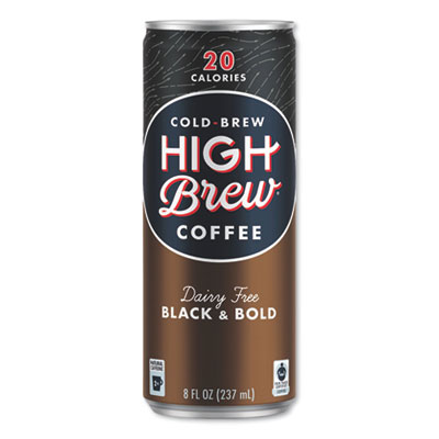 HIGH Brew Coffee Cold Brew Coffee + Protein, Black and Bold, 8 oz Can, 12/Pack (HIH00504)
