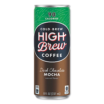 HIGH Brew Coffee Cold Brew Coffee + Protein, Dark Chocolate Mocha, 8 oz Can, 12/Pack (HIH00503)
