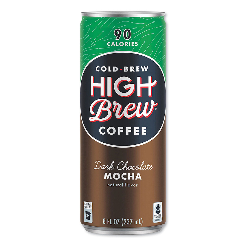 HIGH Brew Coffee Cold Brew Coffee + Protein, Dark Chocolate Mocha, 8 oz Can, 12/Pack (HIH00503)