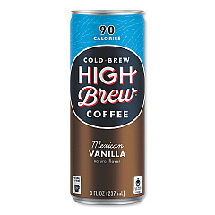 HIGH Brew Coffee Cold Brew Coffee + Protein, Mexican Vanilla, 8 oz Can, 12/Pack (HIH00501)