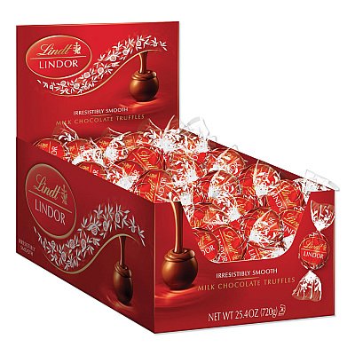 Lindt Lindor Milk Chocolate Truffles, 25.4 oz Box, 60/Box (LSPLAS3512)