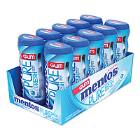 Mentos Pure Fresh Sugar-Free Gum, Mint, 15 Pieces/Pack, 10 Packs/Box (MENVAM1463620)