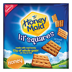 Nabisco Honey Maid Lil' Squares Graham Crackers, Honey, 1.06 oz Bag, 72/Carton (NFG001932000166)