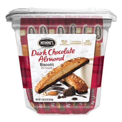 Nonni's Biscotti, Dark Chocolate Almond, 0.85 oz Individually Wrapped, 25/Pack (NONNSD97651)