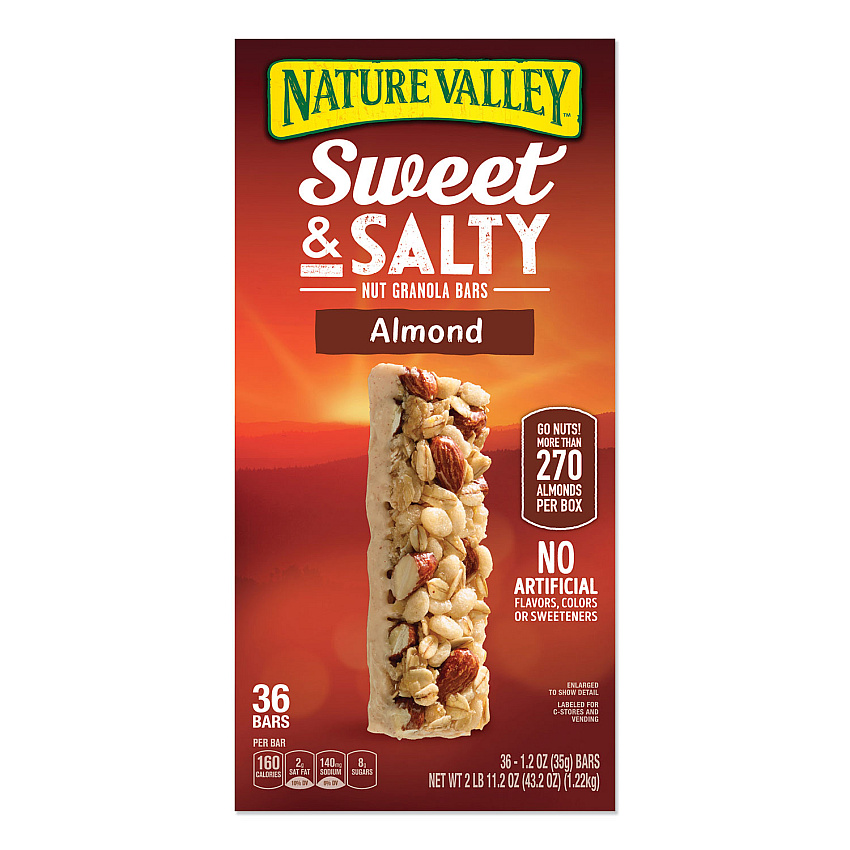 Nature Valley Granola Bars, Sweet and Salty Almond, 1.2 oz Pouch, 36/Box (NVLGEM10413)