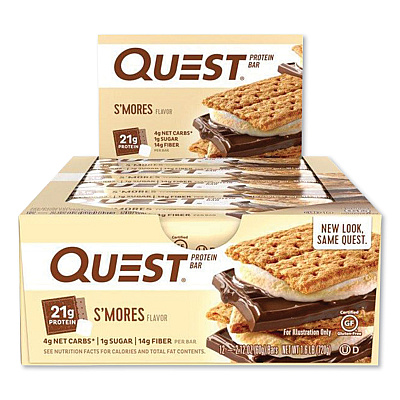 Quest Protein Bars, S'mores, 2.12 oz Bar, 12 Bars/Box (QCC00123)