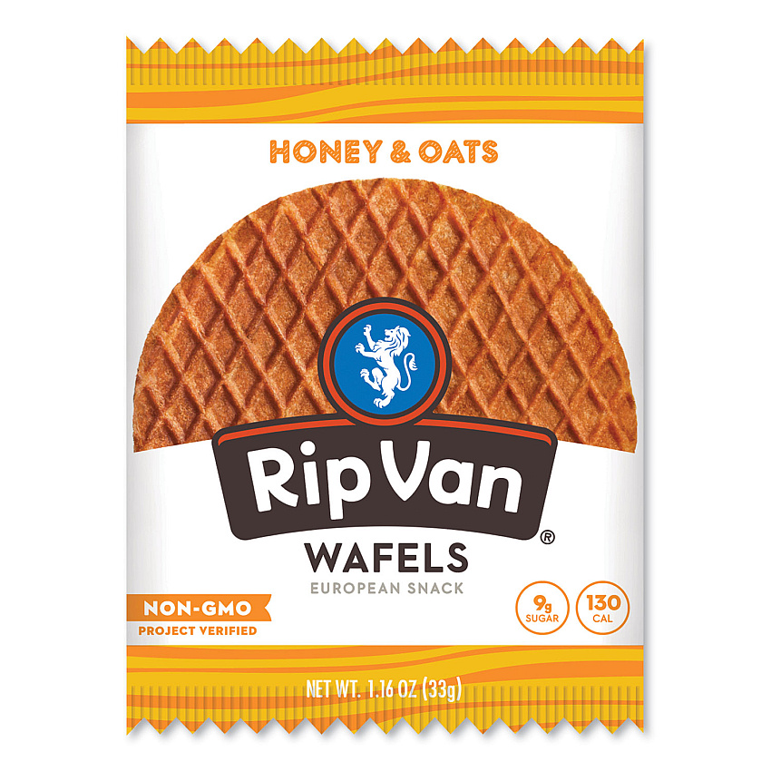 Rip Van Wafels - Single Serve, Honey and Oats, 1.16 oz Pack, 12/Box (RVWRVW00336)