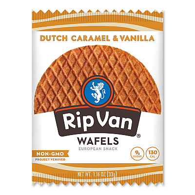 Rip Van Wafels - Single Serve, Dutch Caramel and Vanilla, 1.16 oz Pack, 12/Box (RVWRVW00334)