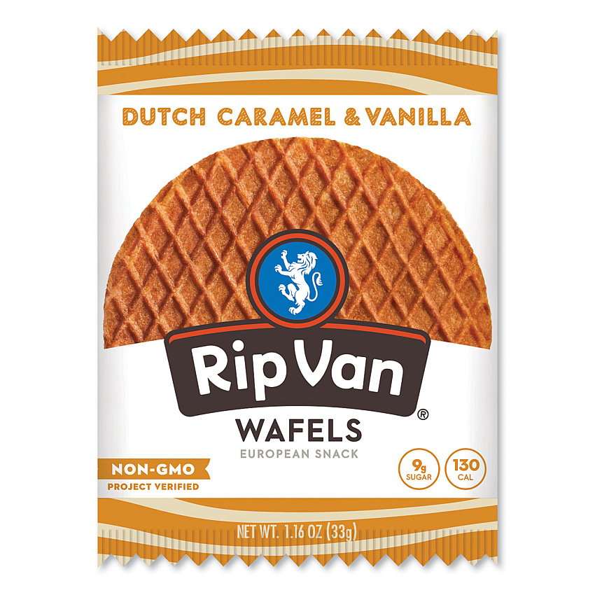 Rip Van Wafels - Single Serve, Dutch Caramel and Vanilla, 1.16 oz Pack, 12/Box (RVWRVW00334)