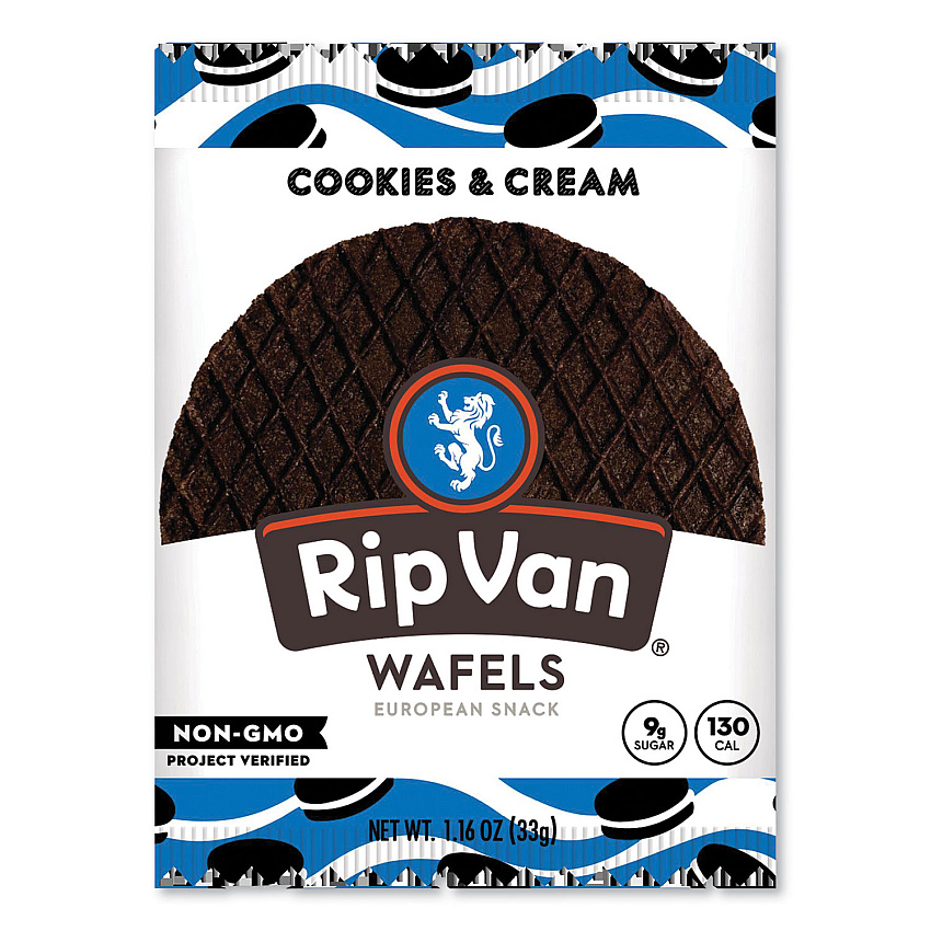 Rip Van Wafels - Single Serve, Cookies and Cream, 1.16 oz Pack, 12/Box (RVWRVW00388)