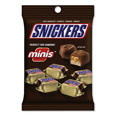 Snickers Minis Size Chocolate Bars, Milk Chocolate, 4.4 oz Pack, 12 Packs/Carton (SNIMMM01502)