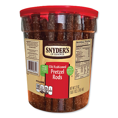 Snyder's Old Fashioned Pretzel Rods, Salted, 27 oz Barrel (SNY087550)