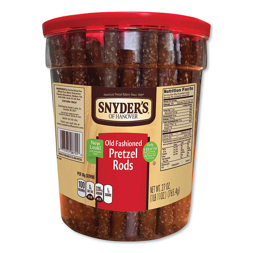Snyder's Old Fashioned Pretzel Rods, Salted, 27 oz Barrel (SNY087550)