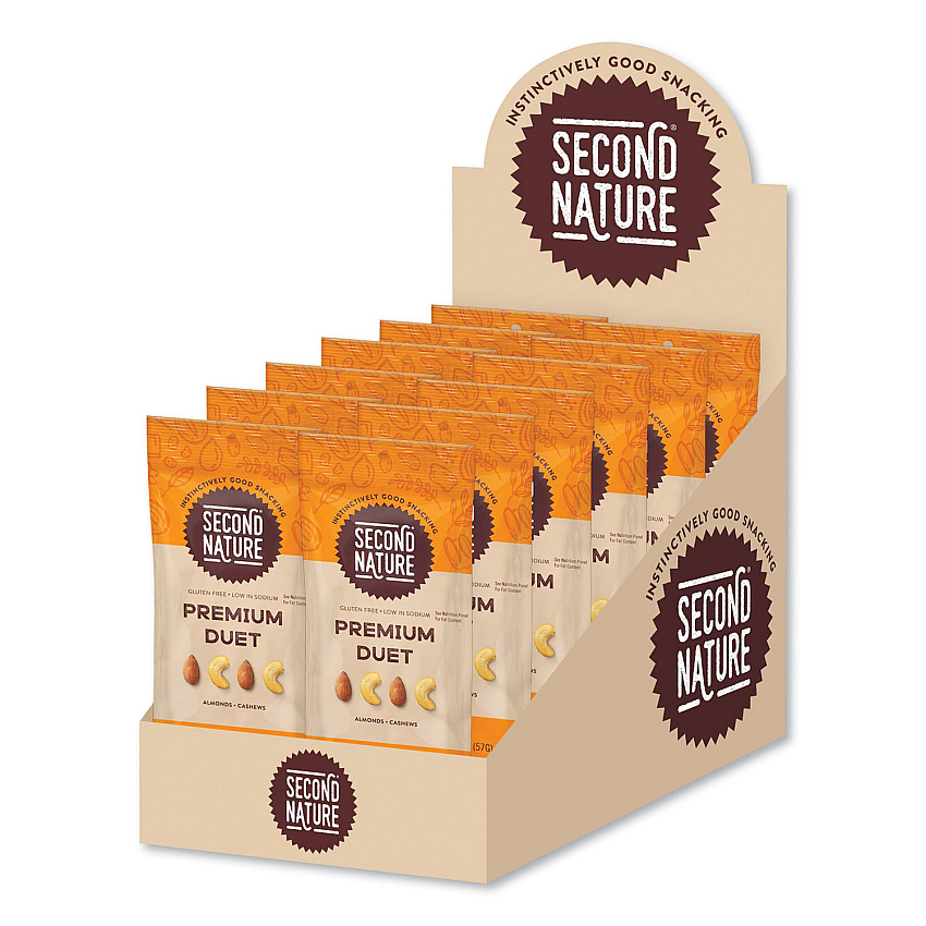 Second Nature Premium Duet Nut Mix, 2 oz Bag, 12 Bags/Box (SSUKAR01172)