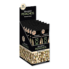 Paramount Farms Wonderful Pistachios, Roasted and Salted, 1.25 oz Tube, 12/Box (WONPAR91345)