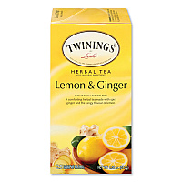 TWININGS Tea Bags, Lemon and Ginger, 1.32 oz Tea Bag, 25 Tea Bags/Box (TWG85145)