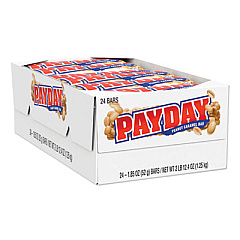 PayDay Chewy Candy Bars, Peanut Caramel, 1.85 oz, 24/Box (HRS80723)