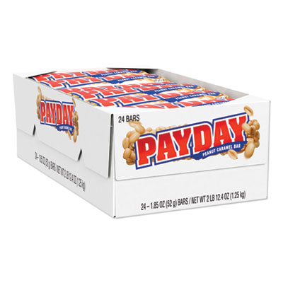 PayDay Chewy Candy Bars, Peanut Caramel, 1.85 oz, 24/Box (HRS80723)