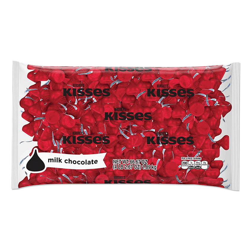 Hershey's KISSES, Milk Chocolate, Red Wrappers, 66.7 oz Bag (HRS60286)