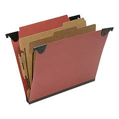 AbilityOne 7530016815828, SKILCRAFT Classification Folder, 2" Expansion, 2 Dividers, 3 Fasteners, Letter Size, Red Exterior, 10/Box