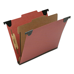 AbilityOne 7530016816249, SKILCRAFT Classification Folder, 2" Expansion, 1 Divider, 4 Fasteners, Letter Size, Red Exterior, 10/Box