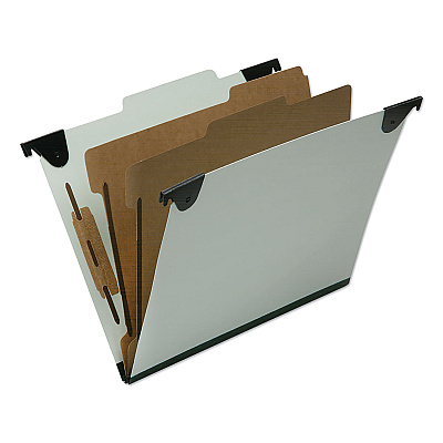 AbilityOne 7530016816250, SKILCRAFT Classification Folder, 2" Expansion, 2 Dividers, 6 Fasteners, Letter Size, Light Green, 10/Box
