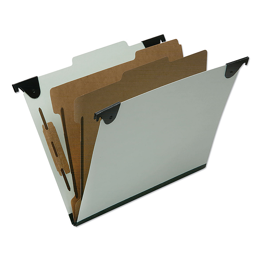 AbilityOne 7530016816250, SKILCRAFT Classification Folder, 2" Expansion, 2 Dividers, 6 Fasteners, Letter Size, Light Green, 10/Box