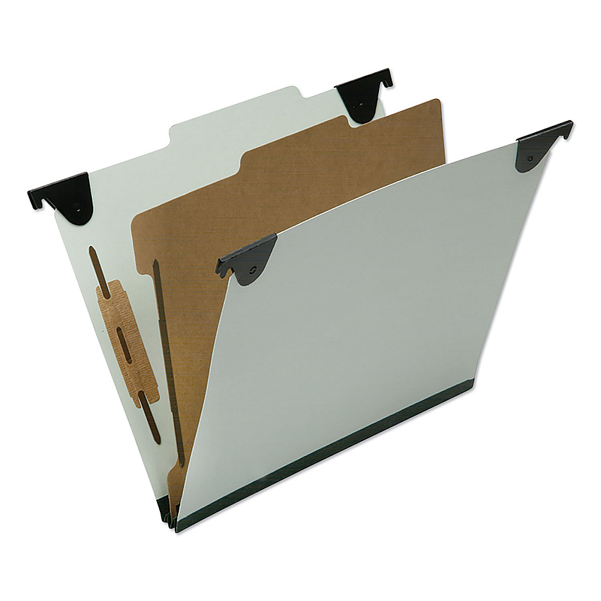 AbilityOne 7530016816253, SKILCRAFT Classification Folder, 2" Expansion, 1 Divider, 4 Fasteners, Letter Size, Light Green, 10/Box