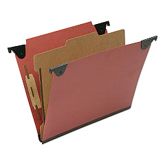 AbilityOne 7530016815829, SKILCRAFT Classification Folder, 2" Expansion, 1 Divider, 2 Fasteners, Letter Size, Red Exterior, 10/Box