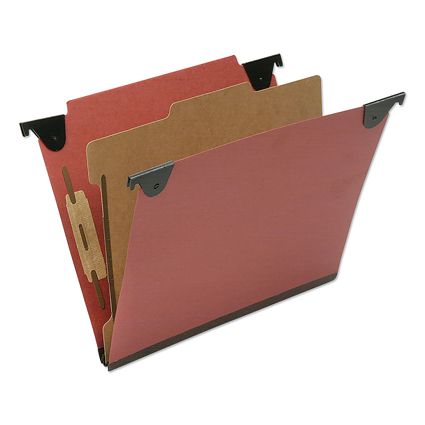 AbilityOne 7530016815829, SKILCRAFT Classification Folder, 2" Expansion, 1 Divider, 2 Fasteners, Letter Size, Red Exterior, 10/Box