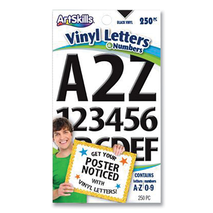 ArtSkills Poster and Bulletin Board Vinyl Letters and Numbers, Black, 1" and 2"h, 250/Pack (ASKPA1349)