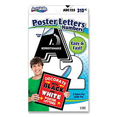 ArtSkills Black and White Poster Letters and Numbers, 10"h, 310/Pack (ASKPA1442)