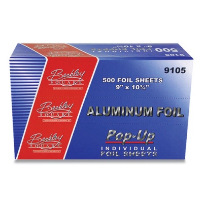 Berkley Square Pop-Up Aluminum Foil, 9 x 10.75, 500 Sheets/Pack, 6 Packs/Carton (1379000)