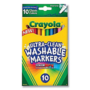 Crayola Ultra-Clean Washable Markers, Fine Line Precision Bullet Tip, Assorted Colors, 10/Box (CYO587852)