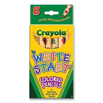 Crayola Write Start Colored Pencils, 5.33 mm, Assorted Lead and Barrel Colors, 8/Box (CYO684108)