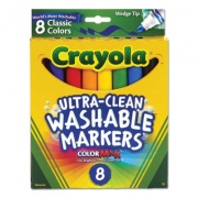Crayola Ultra-Clean Washable Markers, Fine/Broad Wedge/Chisel Tips, Assorted Colors, 8/Box (587208)