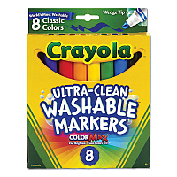 Crayola Ultra-Clean Washable Markers, Fine/Broad Wedge/Chisel Tips, Assorted Colors, 8/Box (CYO587208)