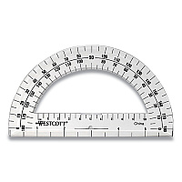 Westcott 180 Degree Protractor, Plastic, 6" Ruler Edge/180 Degree, Clear (ACM11200)
