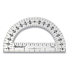 Westcott 180 Degree Protractor, Plastic, 6" Ruler Edge/180 Degree, Clear (ACM11200)