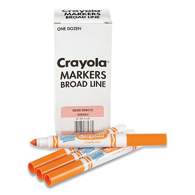 Crayola Broad Line Washable Markers, Broad Bullet Tip, Orange, 12/Box (CYO587800036)