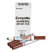 Crayola Broad Line Washable Markers, Broad Bullet Tip, Brown, 12/Box (CYO587800007)
