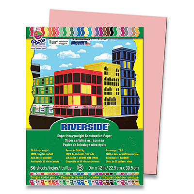 Pacon Riverside Construction Paper, 76 lb Text Weight, 9 x 12, Salmon, 50/Pack (RIV03970)