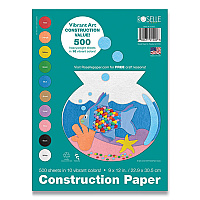 Roselle Vibrant Art Heavyweight Construction Paper, 76 lb Text Weight, 9 x 12, Assorted Colors, 500/Pack (RLPCON01500)