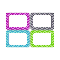 Teacher Created Resources All Grade Self-Adhesive Name Tags, 3.5 x 2.5, Chevron Border Design, Assorted Colors, 36/Pack (TCR5526)