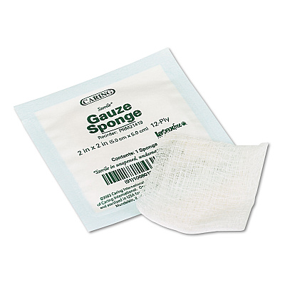 Medline Caring Woven Gauze Sponges, Sterile, 12-Ply, 2 x 2, 2,400/Carton (MIIPRM21419)