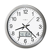 Howard Miller Chronicle Wall Clock with LCD Inset, 14" Overall Diameter, Gray Case, 2 AA (sold separately) (MIL625195)
