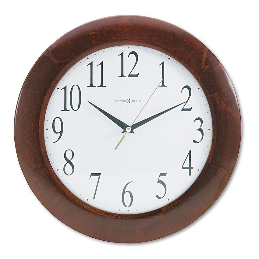 Howard Miller Corporate Wall Clock, 12.75" Overall Diameter, Cherry Case, 1 AA (sold separately) (MIL625214)