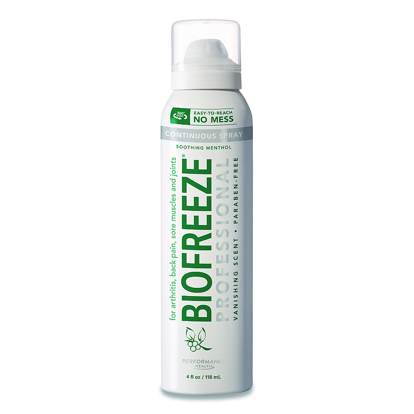 BIOFREEZE Professional Colorless Topical Analgesic Pain Reliever Spray, 4 oz Spray Bottle (13422)