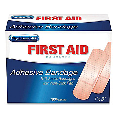 First Aid Only Adhesive Plastic Bandages, 1 X 3, 100/box (FAO90097)