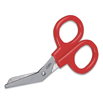 First Aid Only Angled First Aid Kit Scissors, 4" Long, 1.5" Cut Length, Crane-Style Red Handle (FAO730010)